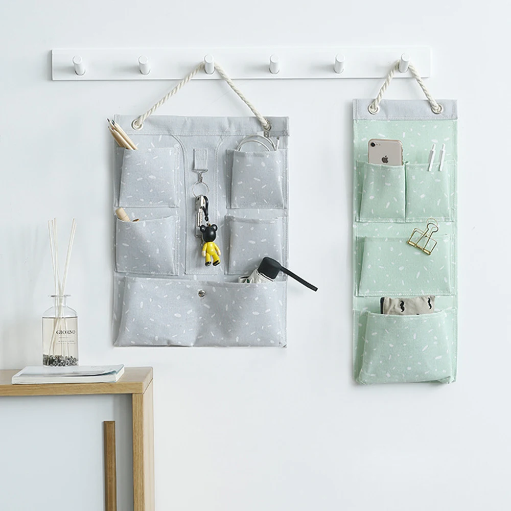 Lanzon Wall Hanging Storage Bag Canvas Multifunction Home Decor Hanging Bags Closet Bedroom
