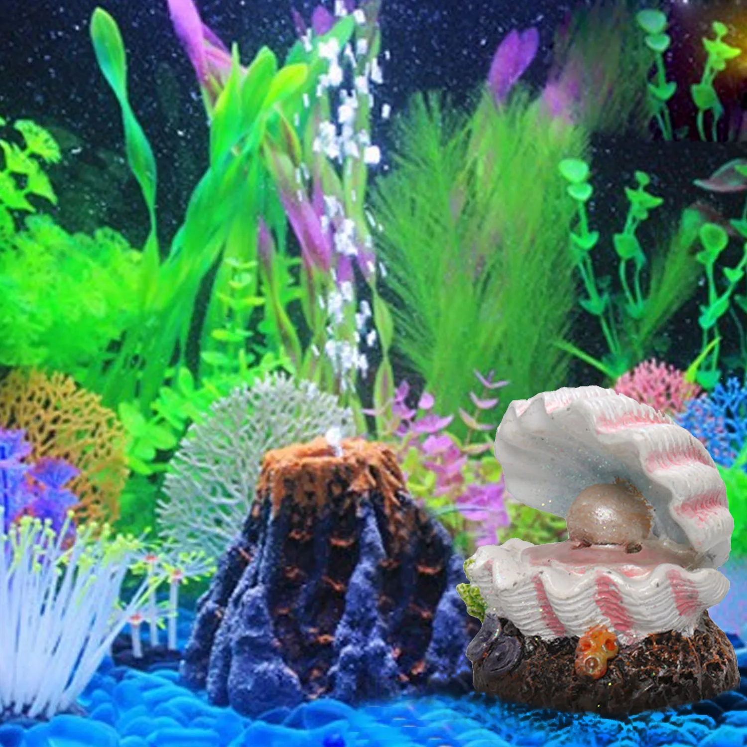 behokic pearl shell volcano coral shape toys aquarium
