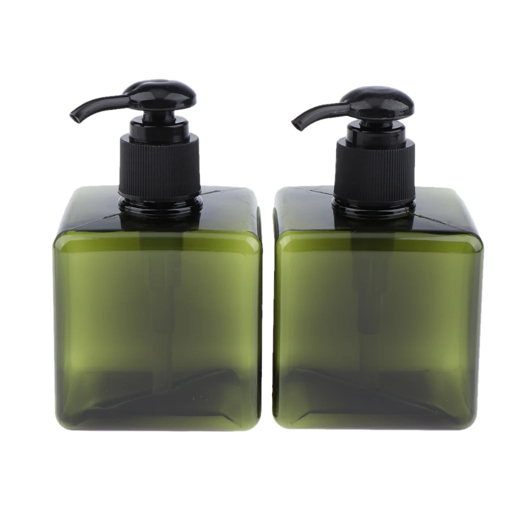 2Pieces Empty Plastic Lotion Pump Bottle for Cleansing Oil Cosmetic Cream 250 ML - Transparent/Green/Brown Optional