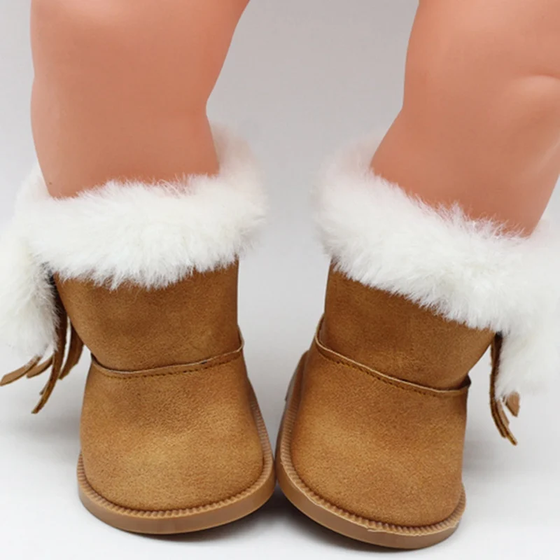 1 пара плюшевых зимних ботинок для 43 см, детские игрушки, куклы, 18 дюймов, американские куклы, мини-обувь для девочек, рождественский подарок