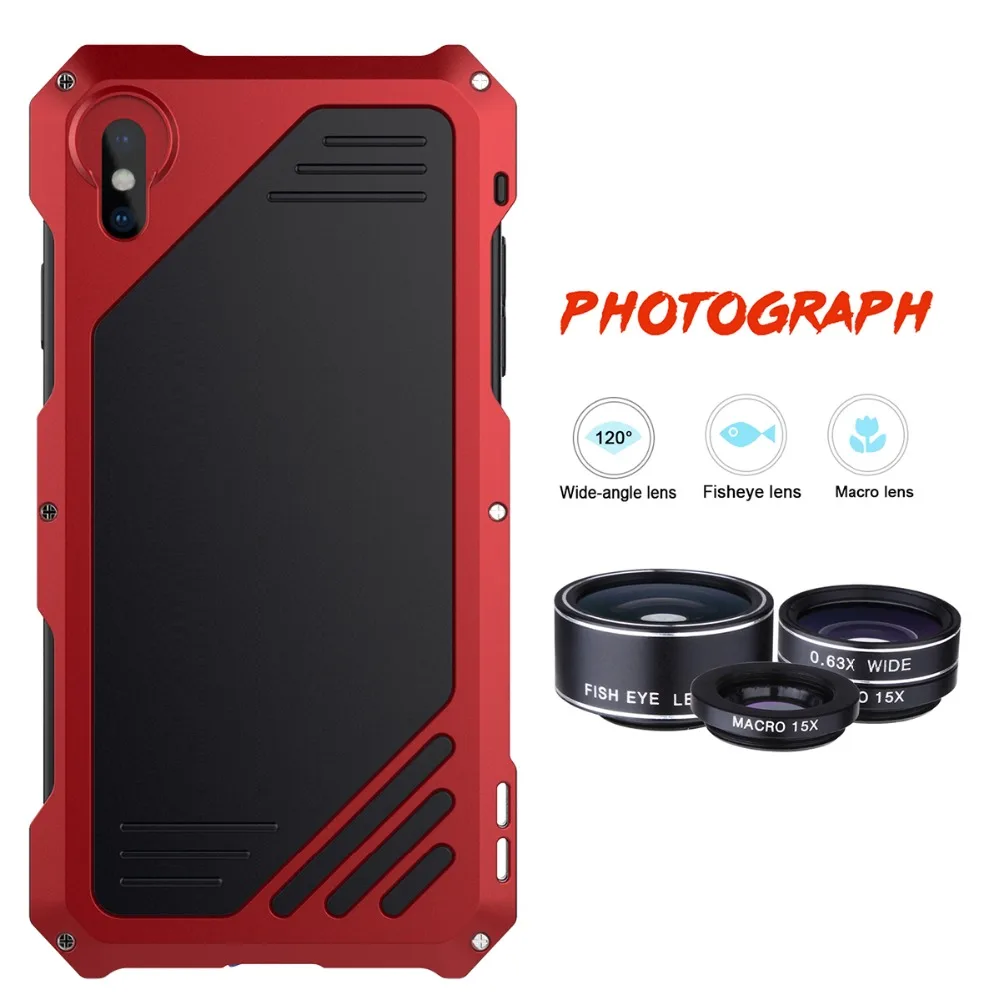 IPhone X Xs линзы комплект случае 198°Fisheye объектив+ 15X макрообъектив+ Широкий формат объектив Алюминий пылезащитный противоударный чехол для iPhone Xr Xs Ma