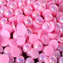Размер 1,5 мм-12 мм Блестящий розовый AB Цвет Круглый Flatback жемчужные бусины DIY ABS пластик имитация половина жемчуга украшения для ногтей ремесло
