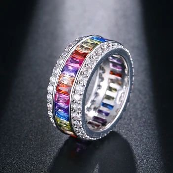 

Hermosa Great Mother's Day Gifts Morganite Garnet Topazz Promise Band Ring Size 6 7 8 9 10 11 12