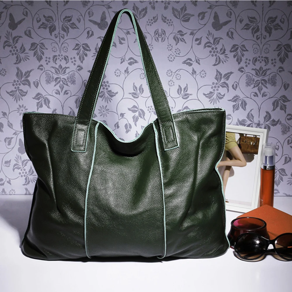Zency натуральная кожа сумка большая Вместительная женская сумка через плечо ретро сумка-тоут Кошелек Высокое качество вместительные коричневые сумки для покупок