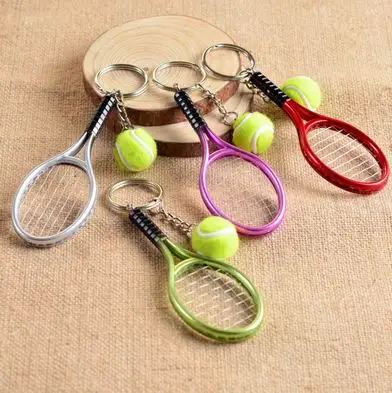 20 шт Теннисный мешок кулон пластиковый миниатюрный теннисный мяч брелок маленькие украшения Спортивная реклама брелок сувениры для поклонников брелок для ключей - Цвет: Tennis racket
