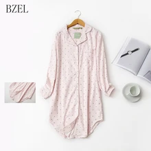 BZEL размера плюс хлопковая женская ночная рубашка новая ночная рубашка розовая полосатая пижама ночная рубашка ночные рубашки Нижнее белье M-2XL