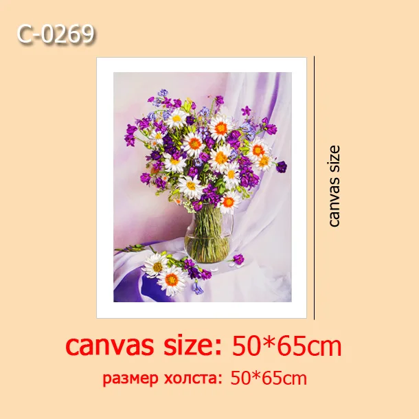 C-0269 Набор для вышивания «сделай сам», ленточная вышивка, Ленточное искусство, шитье, рукоделие, вышивка крестом, Картина на холсте, цветы, декор для гостиной - Цвет: C-0269
