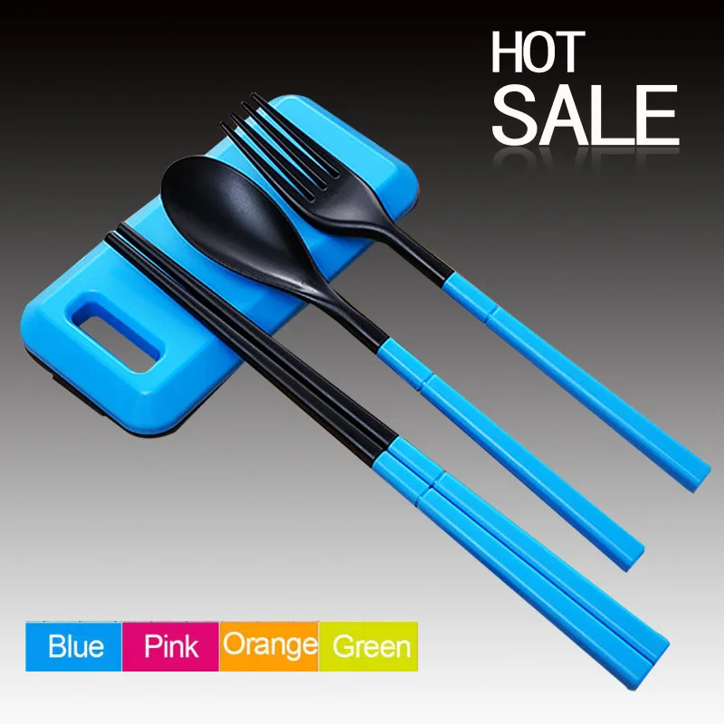 

3pcs/set travel cutlery cubiertos popotes ecologicos plastic vajilla dinnerware set eco friendly products conjunto de talheres
