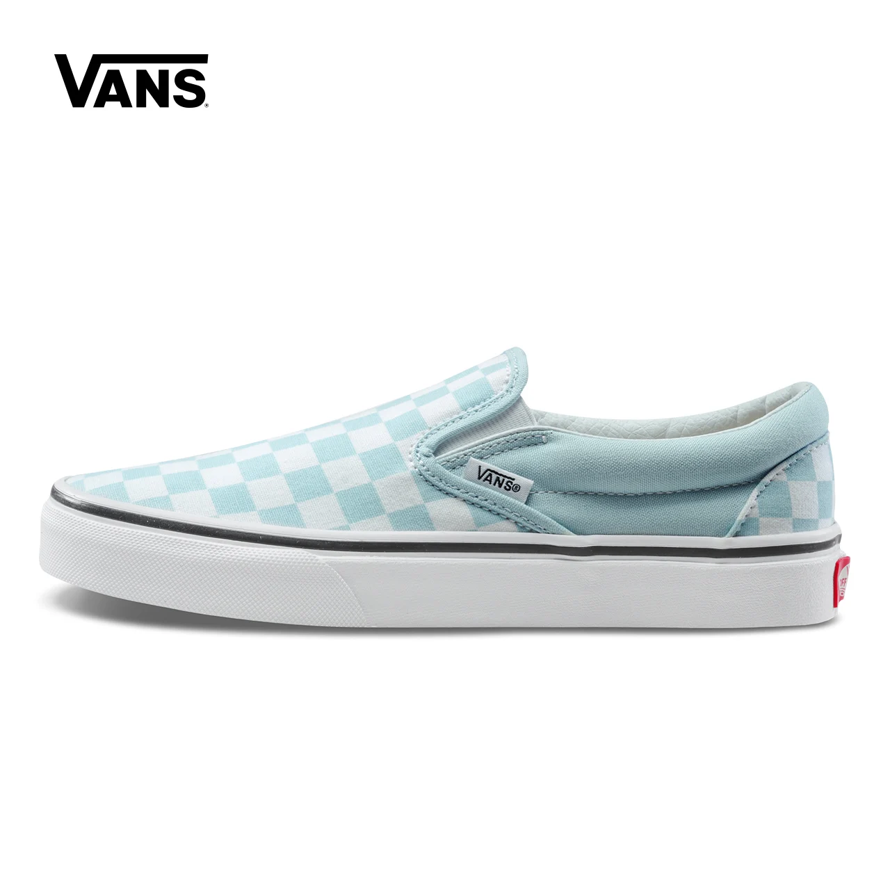 Blue Grid Vans Sneakers Women Slip-On Low-top Skateboarding Shoes Sneakers Comfortable Classic Canvas Shoes VN0A38F7QCK/QCL
