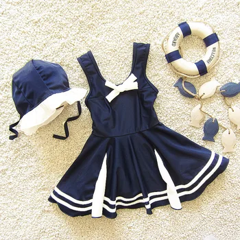 

Navy Girls Swimwear Mermaid Princess One Pieces Swimsuit Kids Ruffled Swimming Suit For Girl Children Bathing Suit