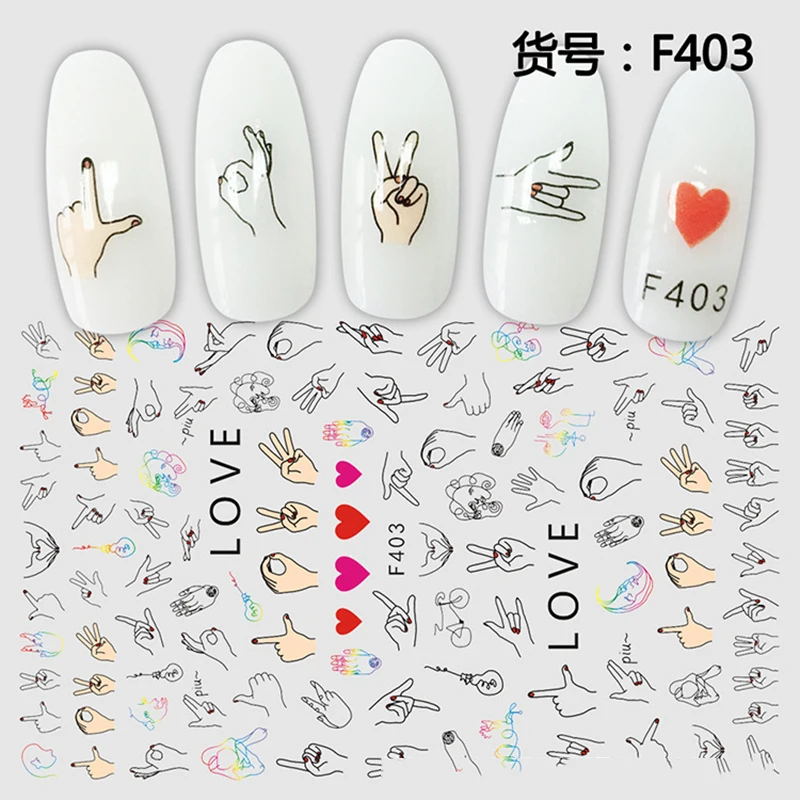 

New arrived 3D Nail Stickers Decals 1 sheet Bohemia Slider Sexy Girl finger shape Stickers Nail Art Tattoo Decoration Z0178
