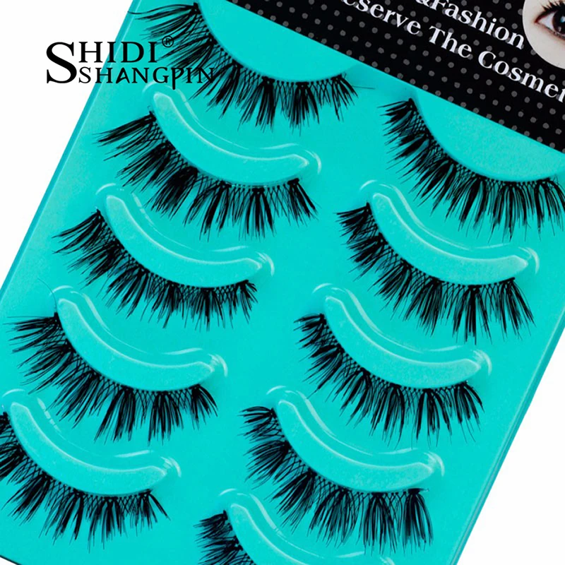 

SHIDISHANGPIN 5 Pairs Soft False Eyelashes Crisscross Natural Long Fake Eye Lashes Wispy Lash Extension Makeup Tool