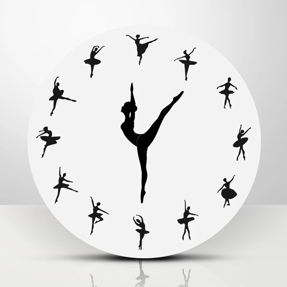 baratas 1 pedaço Bailarino Design Moderno Relógio de Parede Relógio de Parede Do Berçário Do Bebê Menina Encantadora Bailarina 3D Decor Presente Original Para bailarina