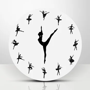 

Brief Ballet Dancer Modern Design Wall Clock Charming Ballerina 3D Wall Clock Baby Girl Nursery Decor Unique Gift For Ballerina