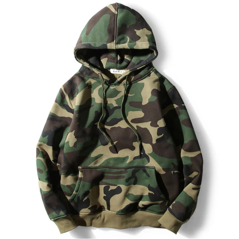 

Army Green Camouflage Hood Camo Fleece Hoodies Men Fashion Hip Hop Streetwear Casual Pullover 2019 Autumn Winter harajuku