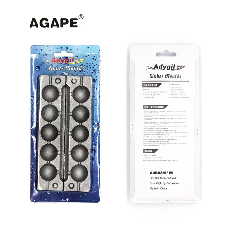 AGAPE DIY рыболовные шариковые грузила прессформы ADBASM/#9 шариковые грузила 115 г 5 полостей