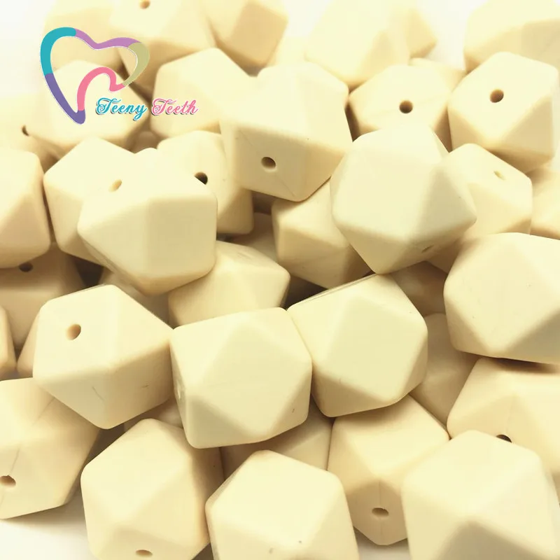 

Teeny Teeth 10 PCS Navajo White 17 MM Hexagon Silicone Beads Teething Baby Pacifier Clips Accessories Food Grade Silicone Beads