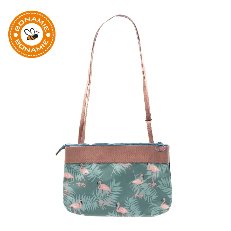 Сумка мессенджер Женская холщовая с принтом фламинго и цветами|messenger crossbody bag|shoulder