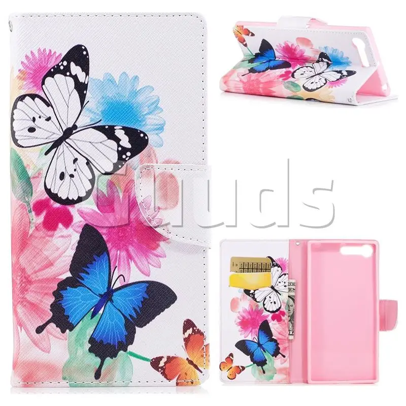 Vivid Flying Butterflies Leather Wallet Case for Sony Xperia X1