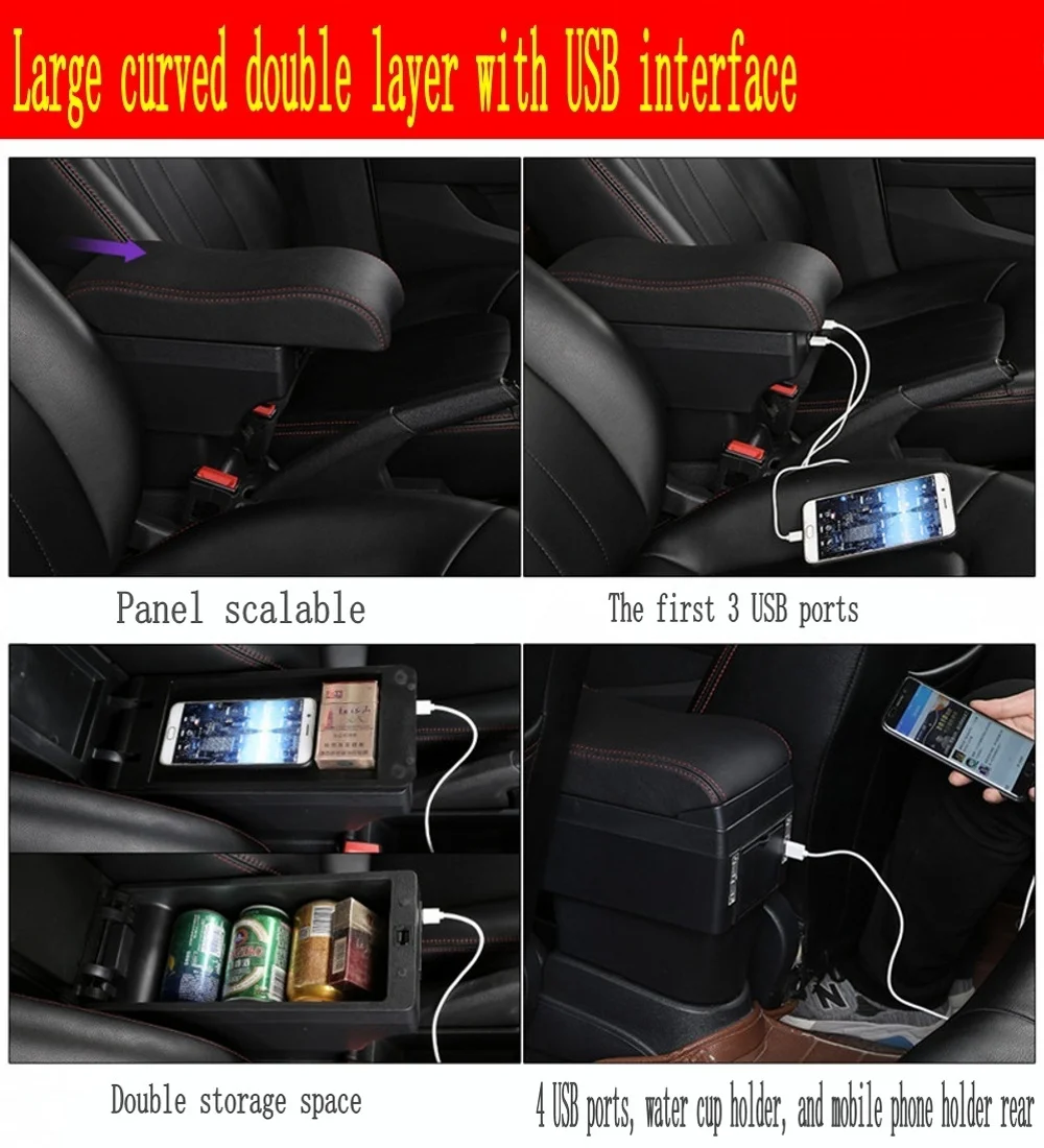  Para Chevrolet Aveo T200/T250 reposabrazos caja giratoria de cuero superior centro de la consola de