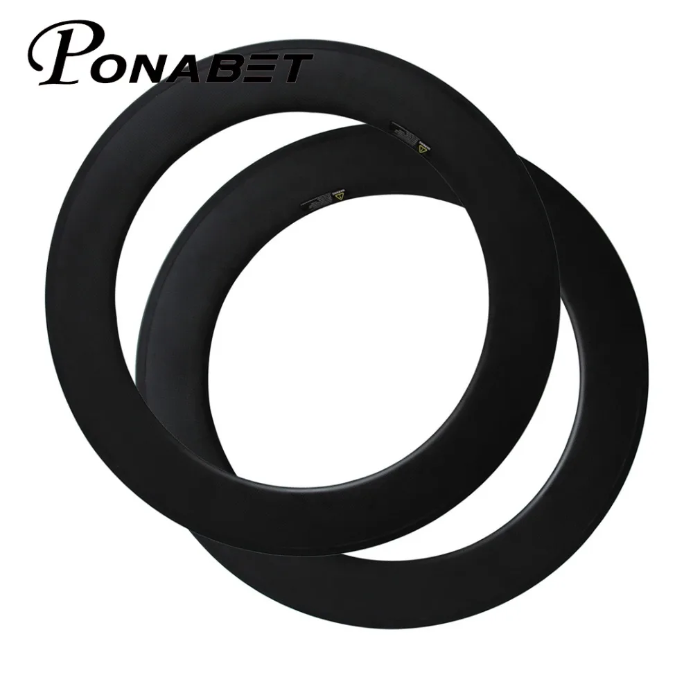 Cheap PONABET 23mm width 700C carbon rim 24mm/38mm/50mm/60mm/88mm clincher/tubular circles bike wheelset from China factory 5