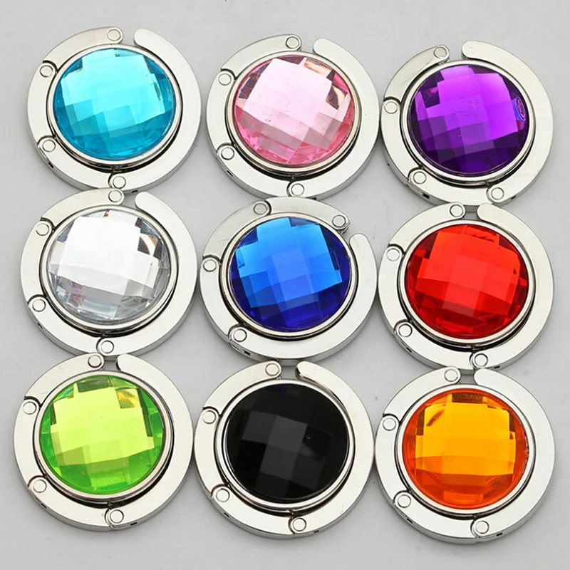 

1PCS Random Crystal Alloy Magic Hooks For Purse Bag Hanger Portable Handbag Folding Hanger Holder Hook For Bag Hanging