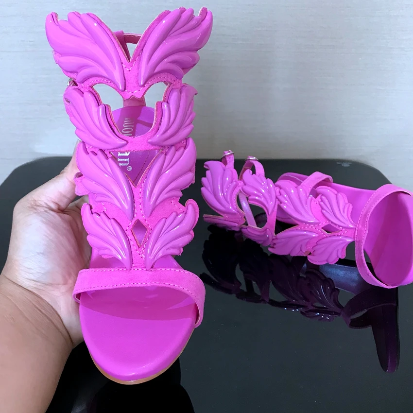 Brand Shoes Woman Leaf Flame High Heels Zapatos Mujer Womens Platform Pumps Women Sandals Summer Party Wedding Shoes Peep Toe
