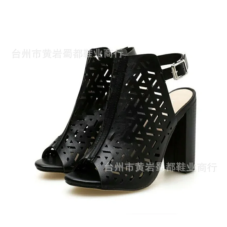 

Sexy super high heel mouth woman sandals ladies summer new openwork buckle women's shoes large size 35-43