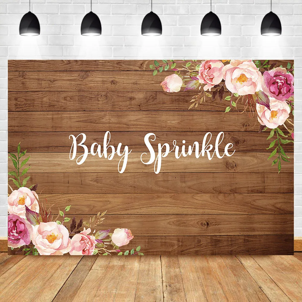 

NeoBack Baby Sprinkle Backdrop Baby Shower Wooden Photography Background Baby Shower Decorations Supplies Backdrops