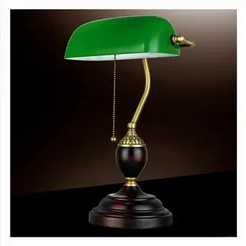 

Emerald Green Glass Table Light Power Bank Desk Lamp Office Red Wood Lampe Vintage E27 Reading Lamps Industrial Retro Luminarias