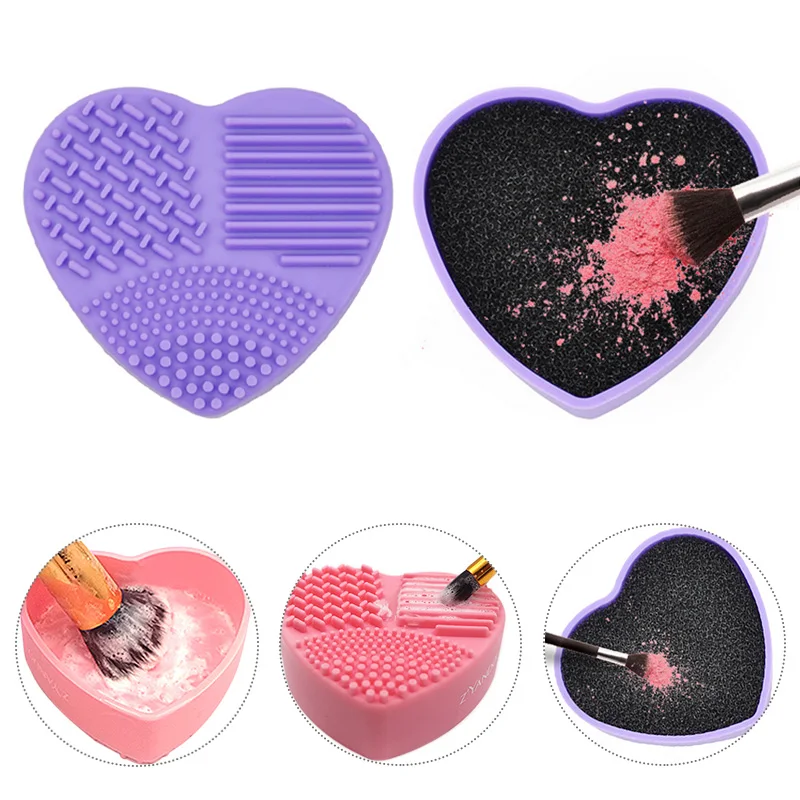 2 In 1 Makeup Brushes Cleaning Set Silicone Brushegg Cleaning Mat with Shadow Sponge Remover