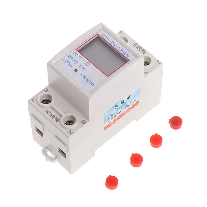 

5(60)A 220V 50HZ Single Phase Din Rail KWH Watt Hour Din-rail Energy Meter LCD
