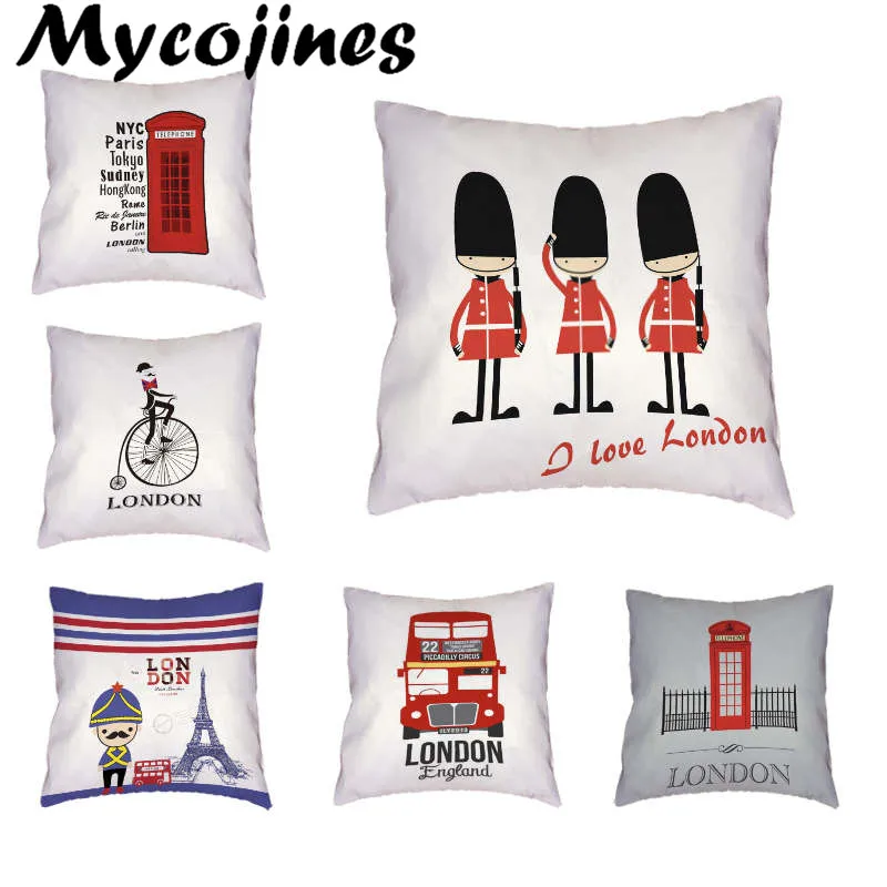 

Cushion Cover London View Soldier Kussenhoes Home Decorative Pillows Funda Cojin Square Car Seat Living Room housse de coussin