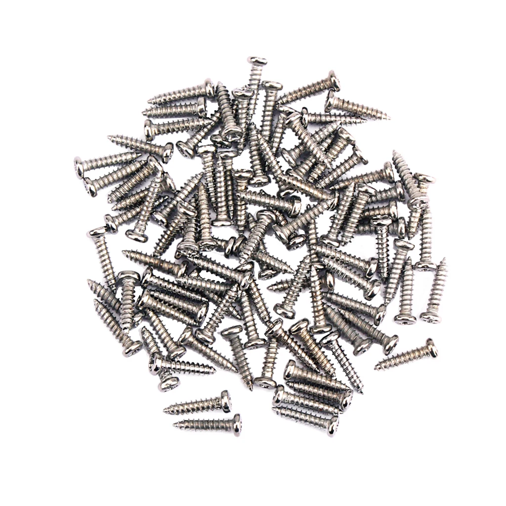 100 Pieces Iron Tuning Peg Tuner Mounting Screws for Guitar Bass Ukulele Mandolin Parts M2.2 Nickel/Black/Golden