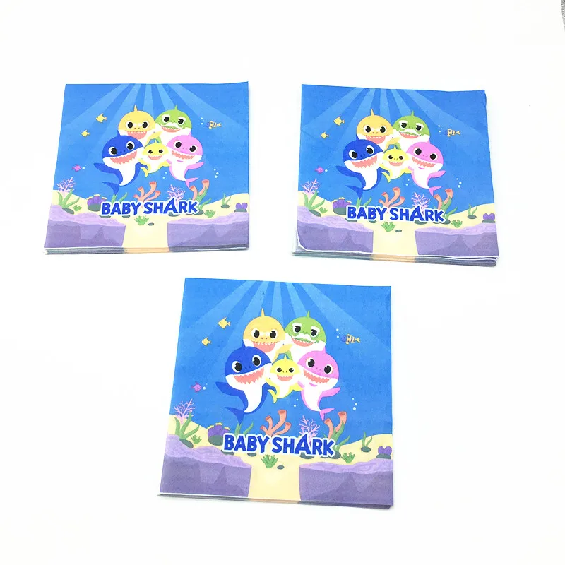 

20pcs/lot Baby Shark napkin baby shower Baby Shark theme party supplies Baby Shark birthday party decoration