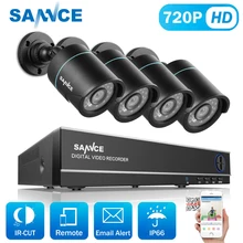 SANNCE 8CH 720P CCTV System H 264 1080N DVR 4pcs 720P 1200TVL IR Outdoor Waterproof CCTV