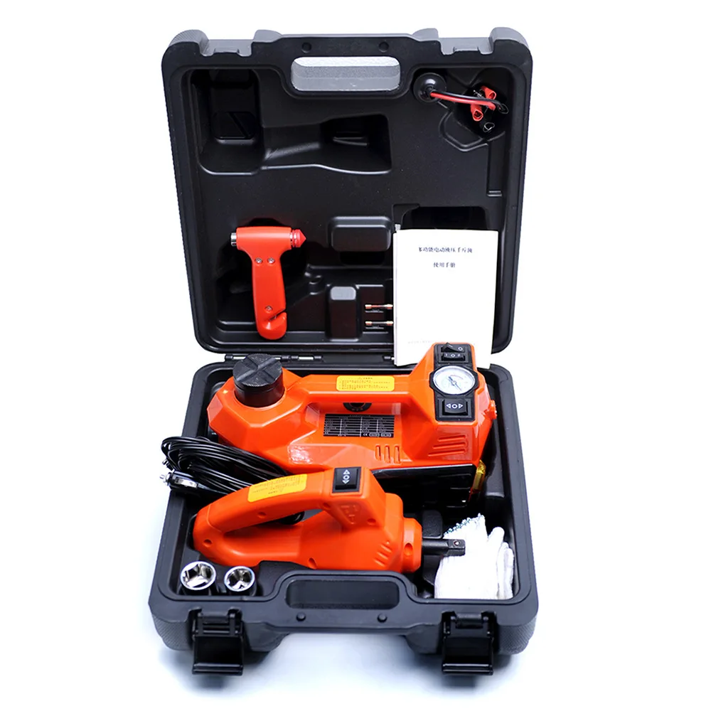  auto emergency tools small electric hydrauli jack and impact wrench air pump with big led light for