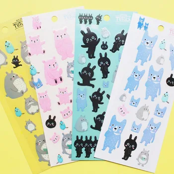 W59 1 Sheet Cute Kawaii Totoro Tutula Waterproof Adhensive Stickers Stick Label DIY Decorative Stickers Diary Phone Bottle Decor