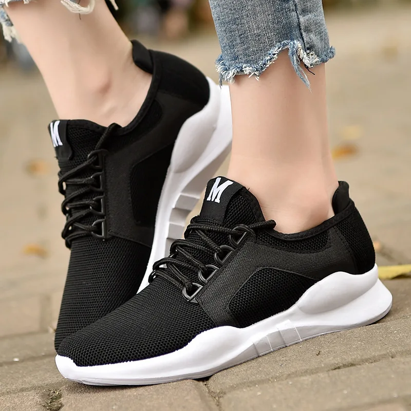 

2019 new brand summer Lightweight Fashion casual shoes mens mesh soft Breathable sneakers Lace up Tennis male black shoes B004
