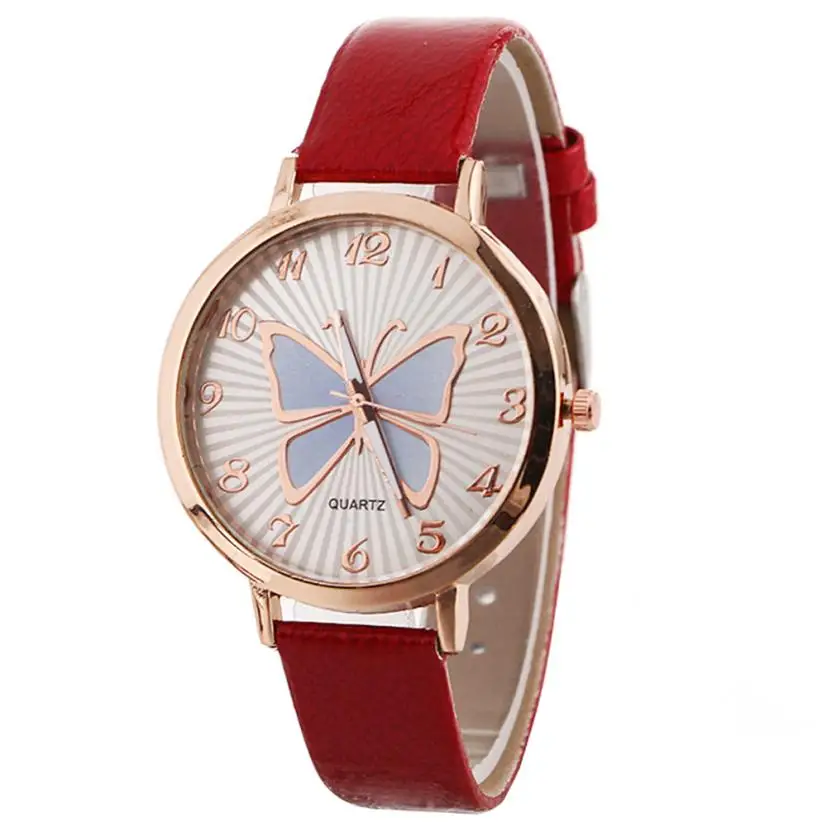 Женские часы модные женские часы с кожаным ремешком и бабочкой Женские кварцевые наручные часы Montre Femme подарок Relogio Feminino# C - Цвет: G