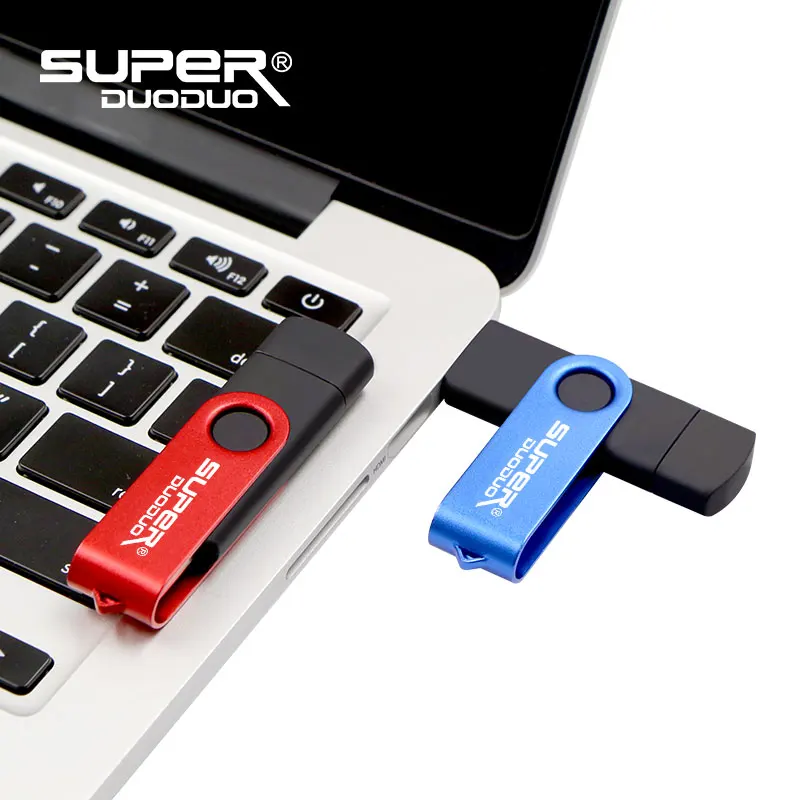 2 в 1 OTG USB флеш-накопитель вращающийся флеш-накопитель 8 ГБ 16 ГБ USB 2,0 U диск 32 Гб 64 Гб 128 ГБ Флешка USB карта памяти с кольцом для ключей