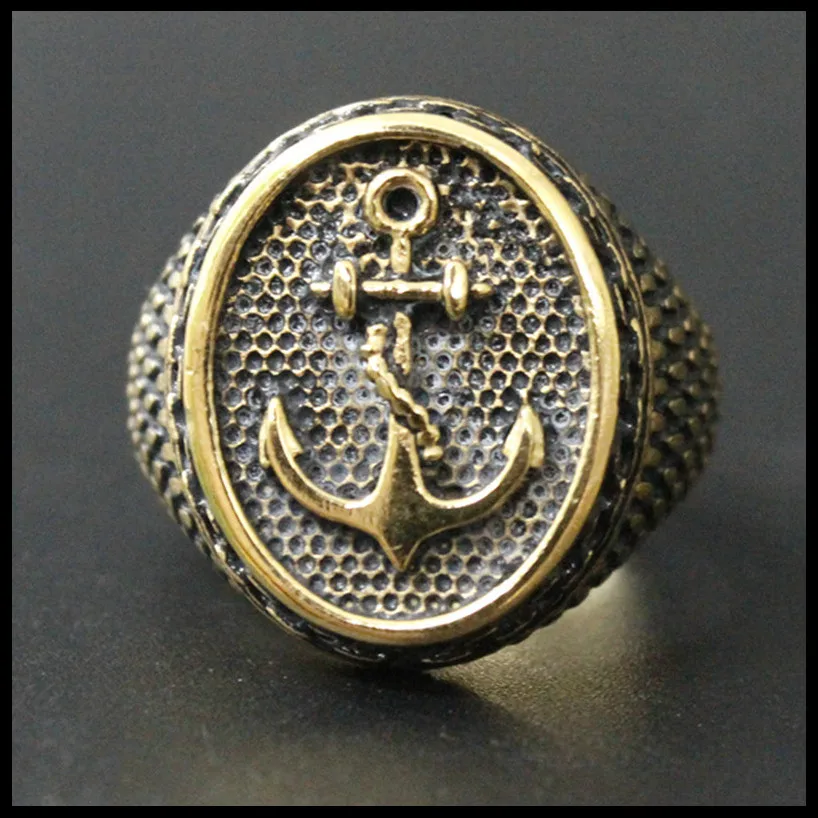 3 шт./лот Золотое кольцо с якорем Крутое из нержавеющей стали 316L в байкерском