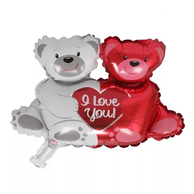 Большие 100*70 см или мини Двойные медведи объятия; сердце "I Love You" Воздушные шары Розовая роза цветок фольги Воздушные шары свадьба подарок на день Святого Валентина