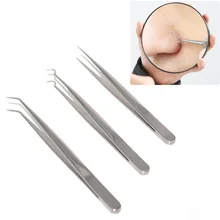 3 шт. полезный прямой изгиб изогнутый угрей зажим из нержавеющей стали Пинцет Набор для удаления прыщей инструменты для очистки лица
