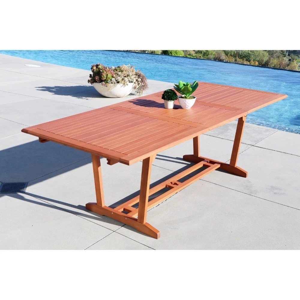 Outdoor Eucalyptus Wood Rectangular Extention Table with Foldable Butterfly (2)