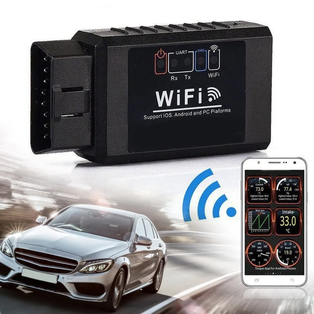 ELM327 WI-FI OBD2 OBDII Интерфейс Авто диагностический сканер для iOS Android ПК устройств Беспроводной Автомобильное устройство чтения кода