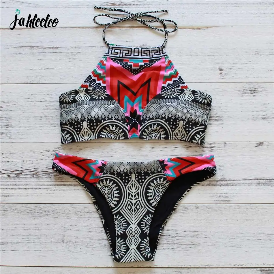 

Jahleelco Sexy Bikinis Swimsuit Women High Neck Swimwear Halter Top Brazillian Bikini Set Bathing Suit Summer Beach Wear Biquini