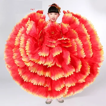 

Flamenco Dresses for Kids Floral Print Bullfight Big Swing Belly Dance Spodnica Ballroom Fancy Festival Clothing M100