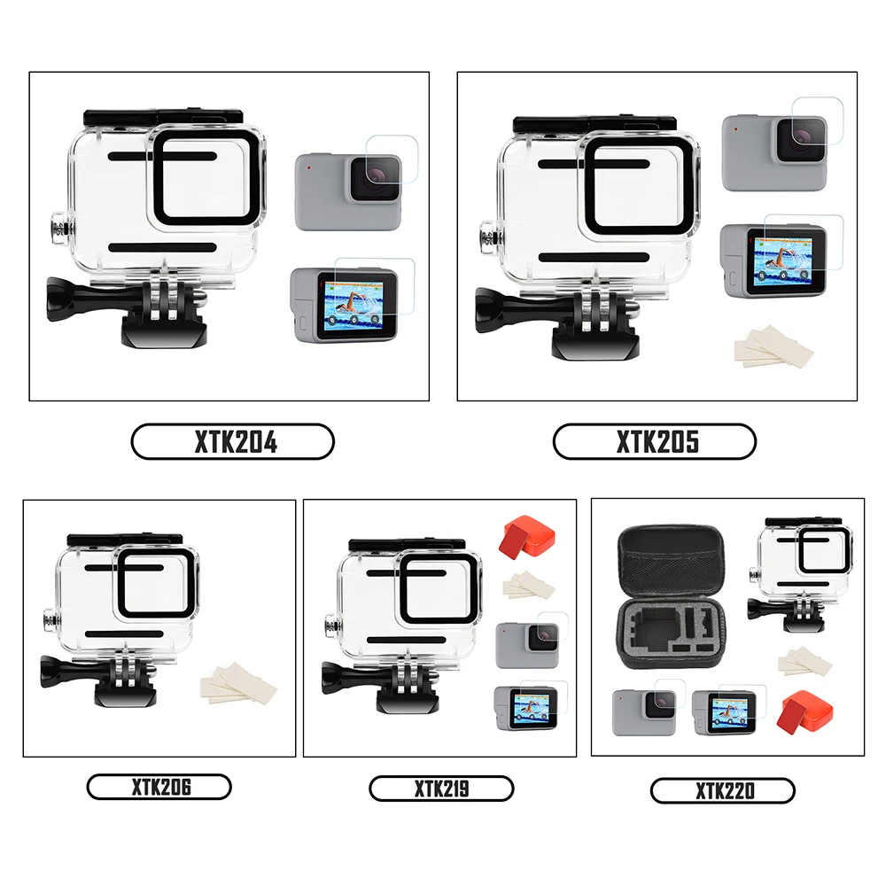 Водонепроницаемый чехол для съемки, набор аксессуаров для GoPro Hero 7, серебристый, белый корпус для экшн-камеры, чехол для Go Pro Hero 7, белый, серебристый