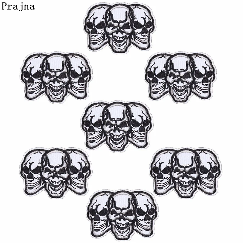 

Prajna 10 Pcs Skull Punk Biker Embroidered Iron On Patch Rock Iron Patches For Kids Clothing Applique Diy Stickers On Clothes F